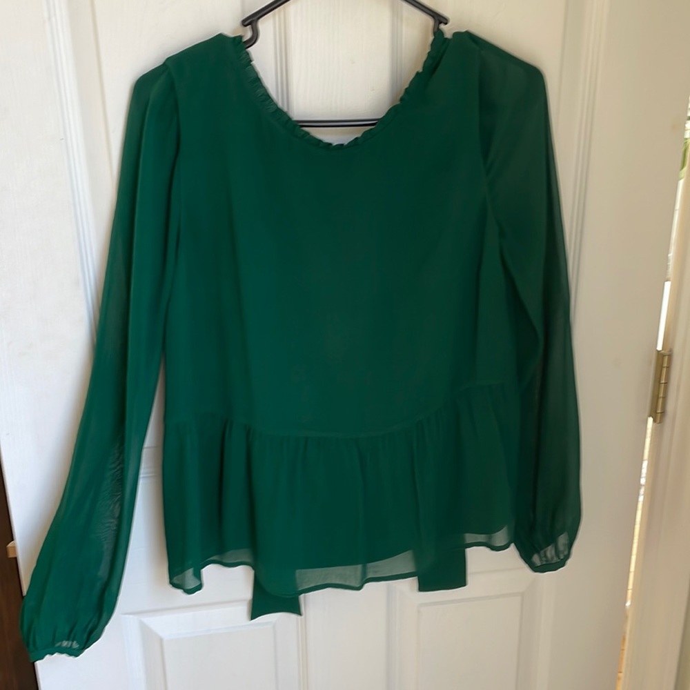 Sezane Green Sabina Chiffon Blouse